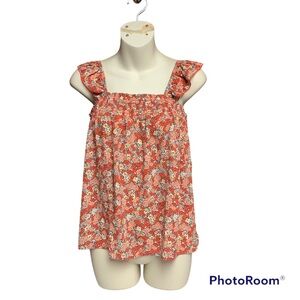 Loft outlet XS top with ruching at the top pink floral pattern NWT